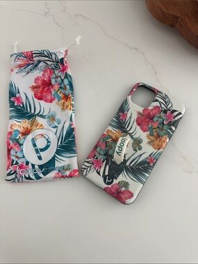 Loopy Case Tropical Floral Phone Case with Loop - White, Pink, Teal